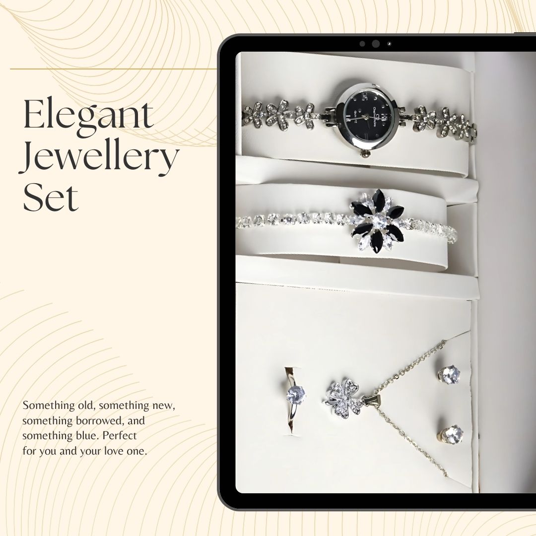 πΈ Blooming Beauty - 6PCS Silver Jewelry Set for Timeless Elegance πΈ