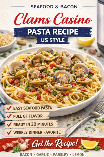 Clams Casino Pasta Recipe | Easy & Delicious US-Style Seafood Pasta