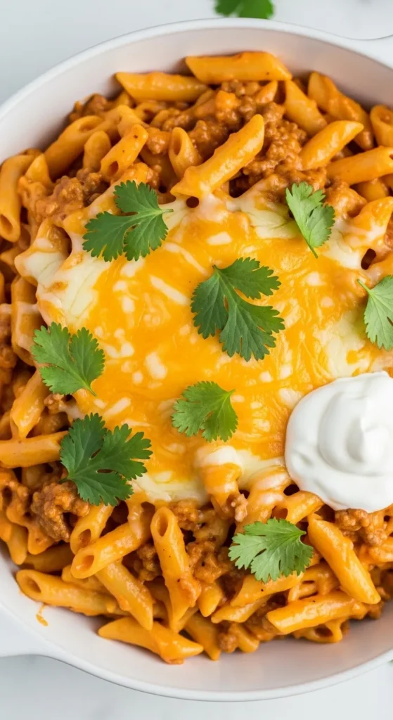 One Pot Cheesy Taco Pasta