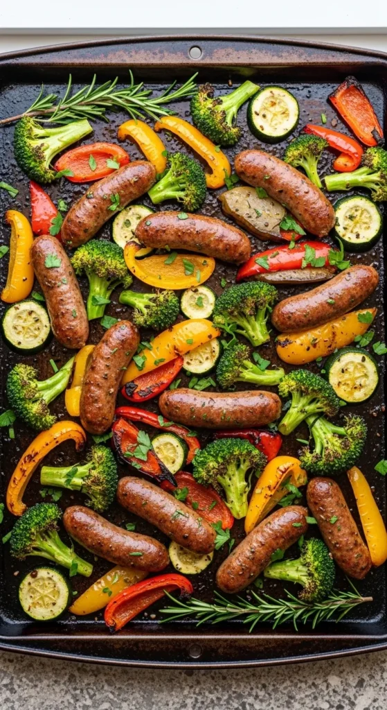 Lazy Sheet Pan Sausage and Veggies