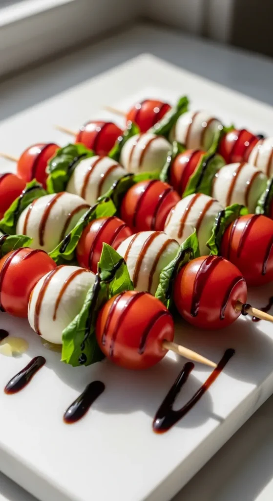 Caprese Skewers with Balsamic Glaze