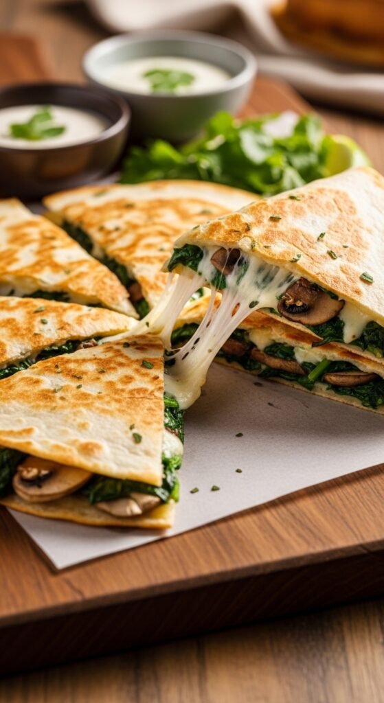 Spinach Mushroom Quesadilla