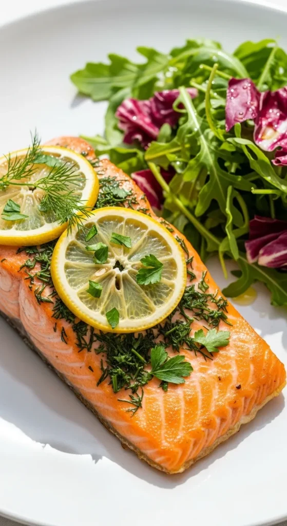 Baked Salmon with Garlic and Herbs