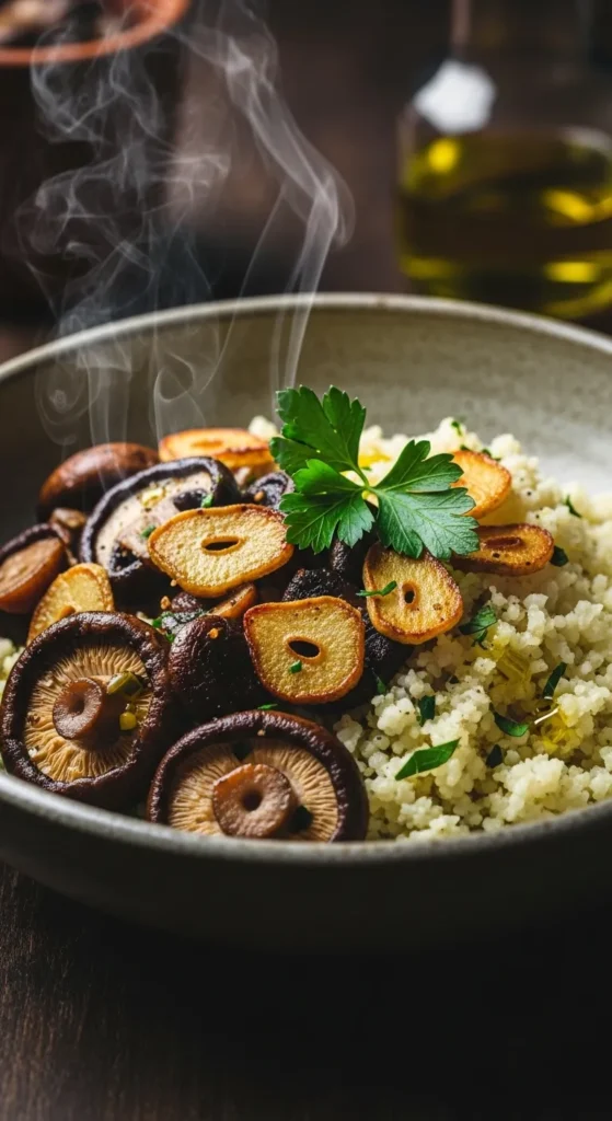 Garlic Mushroom Cauliflower Rice