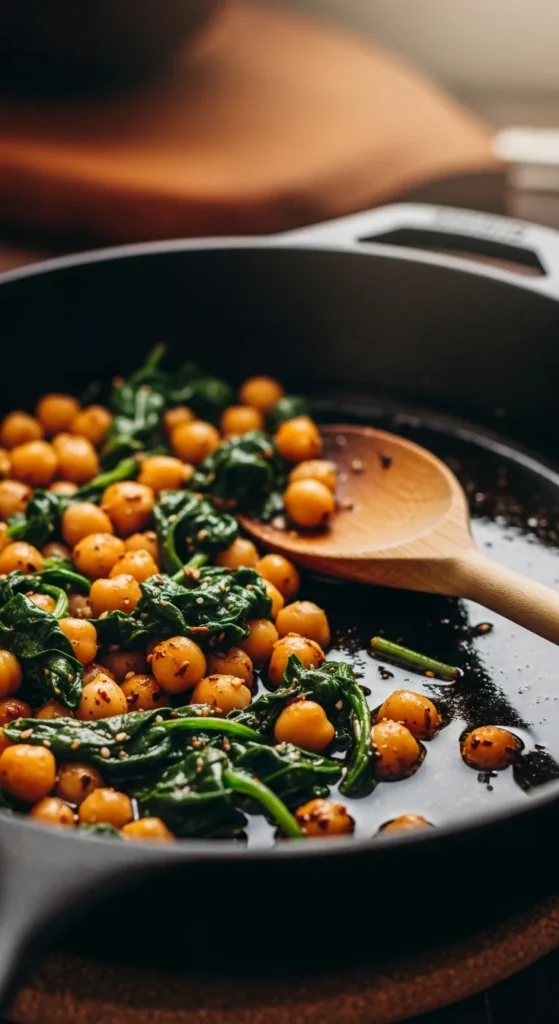 Spiced Chickpea and Spinach Skillet