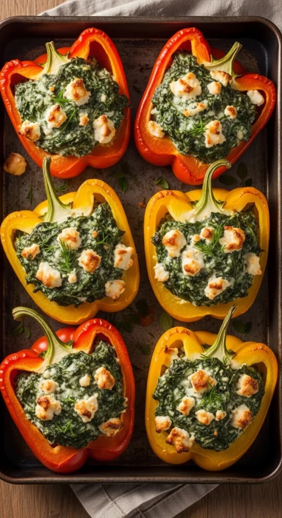 Spinach Feta Stuffed Peppers