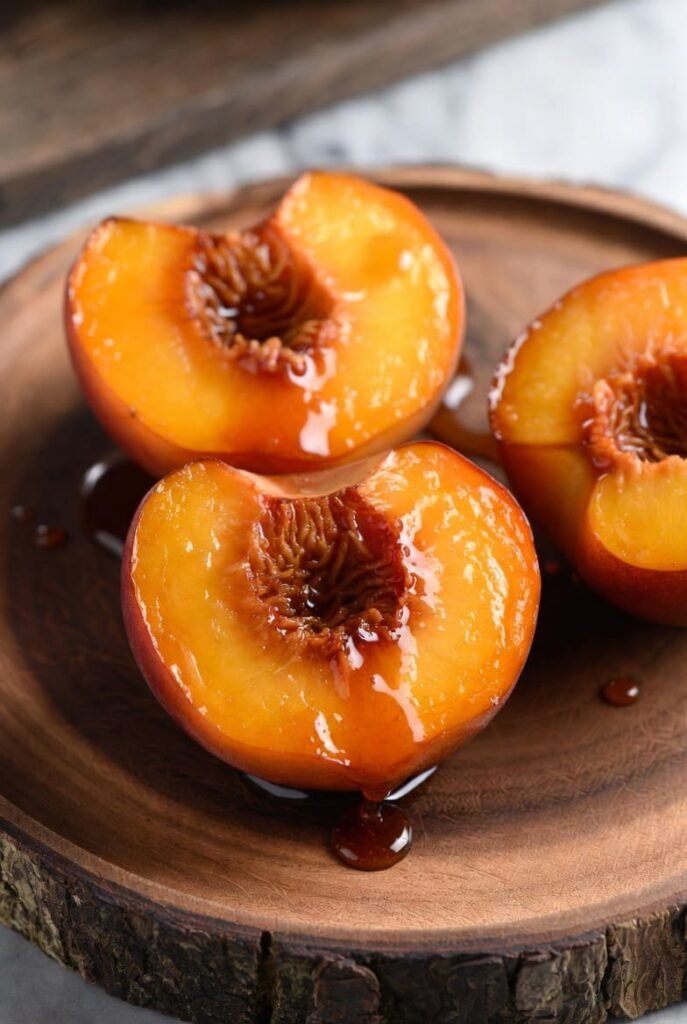 Bourbon Glazed Baked Peaches