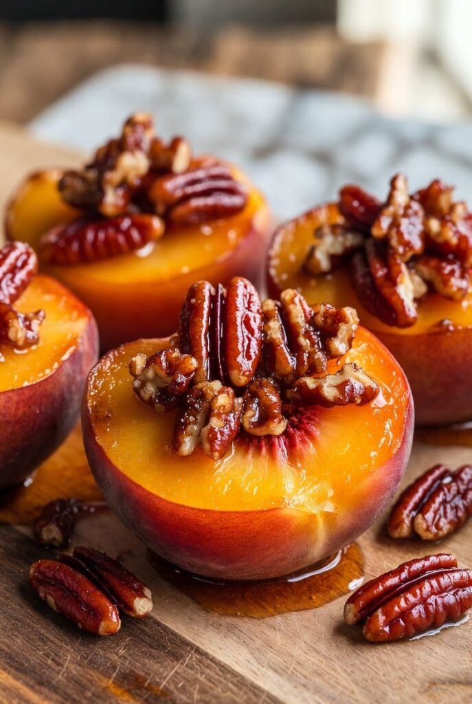 Brown Sugar Pecan Baked Peaches