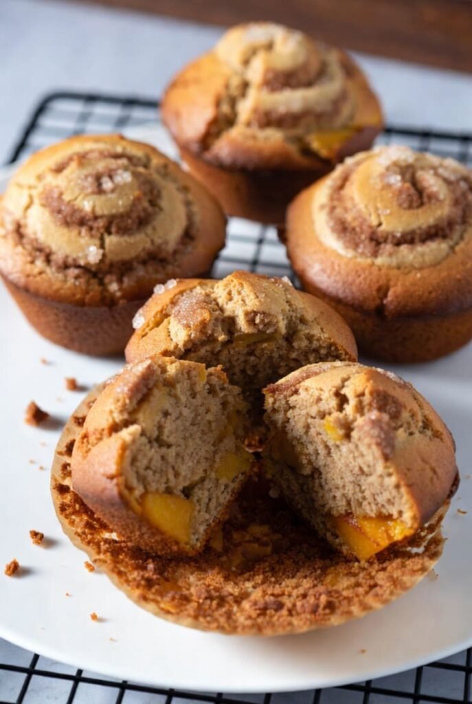 Cinnamon Swirl Peach Muffins