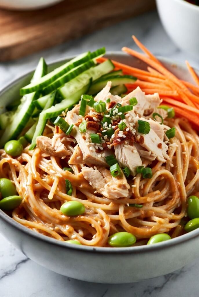 Cold Sesame Chicken Noodle Bowls