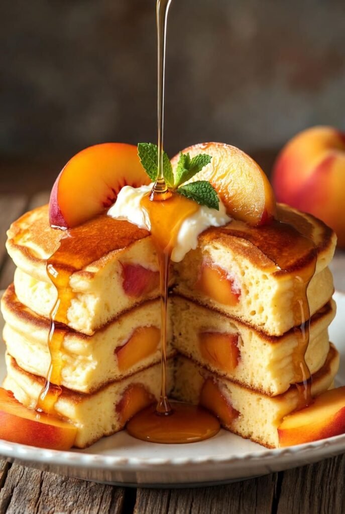 Fluffy Peach Pancakes