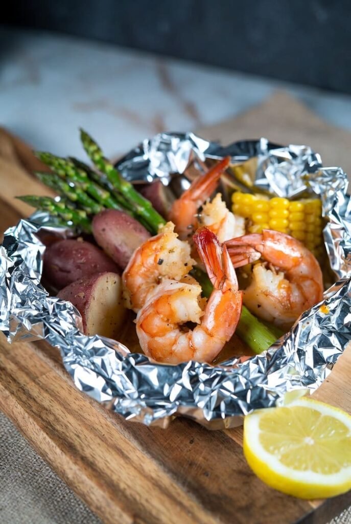 Garlic Butter Shrimp Foil Packets