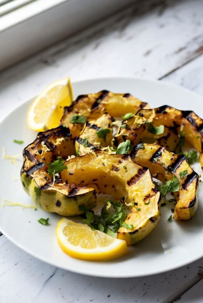 Grilled Lemon Herb Patty Pan Squash