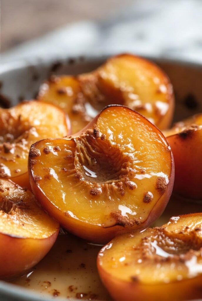 Honey Vanilla Baked Peaches