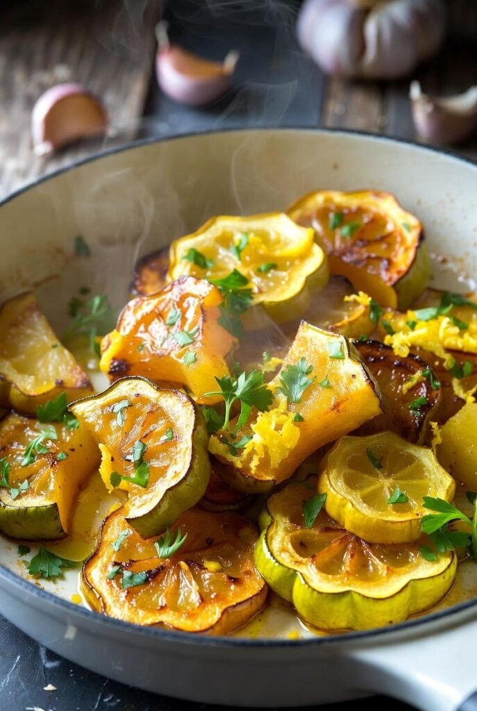 Lemon Garlic Sauteed Patty Pan Squash