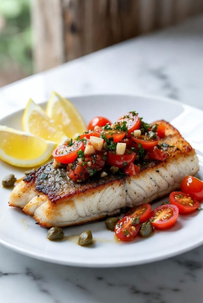 Lemon Garlic Tilapia with Fresh Tomato Relish