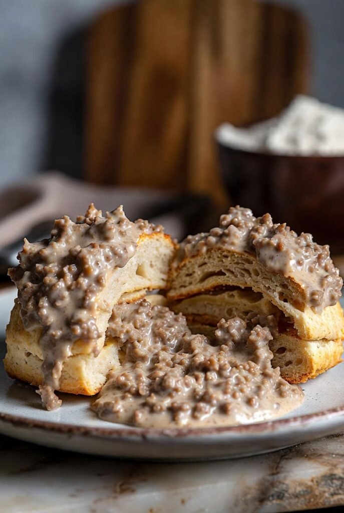 Lightened Biscuits and Turkey Sausage Gravy