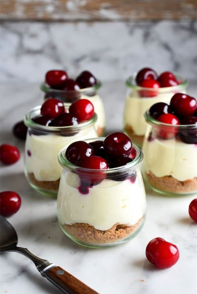 No-Bake Cherry Cheesecake Jars
