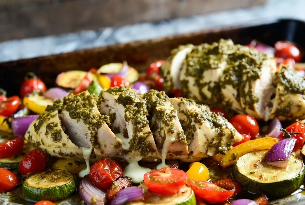 Pesto Chicken and Veggie Sheet Pan