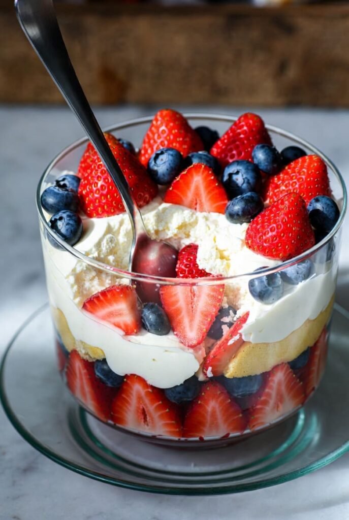 Red White and Blue Berry Trifle