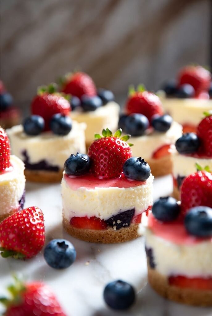 Red White and Blue Cheesecake Bites