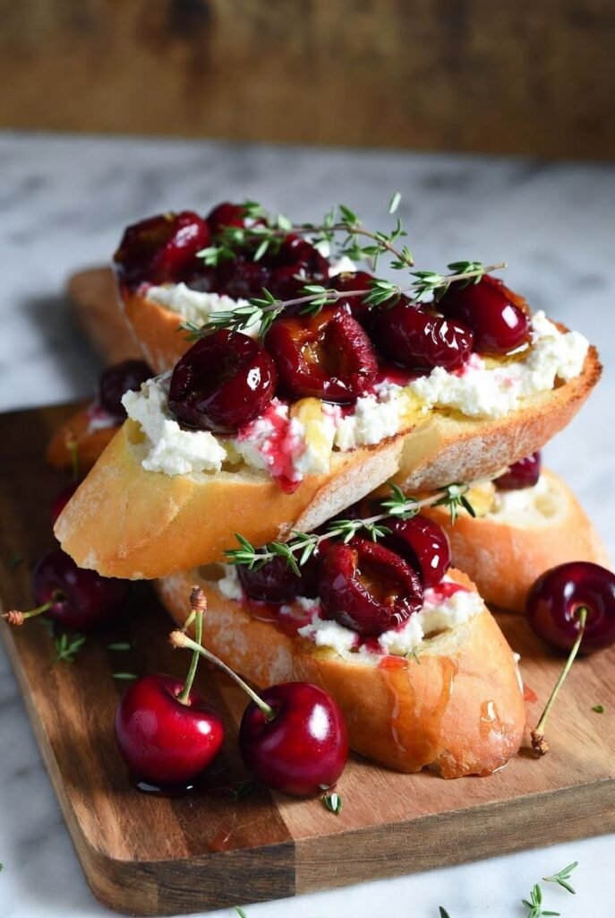 Roasted Cherry and Ricotta Bruschetta