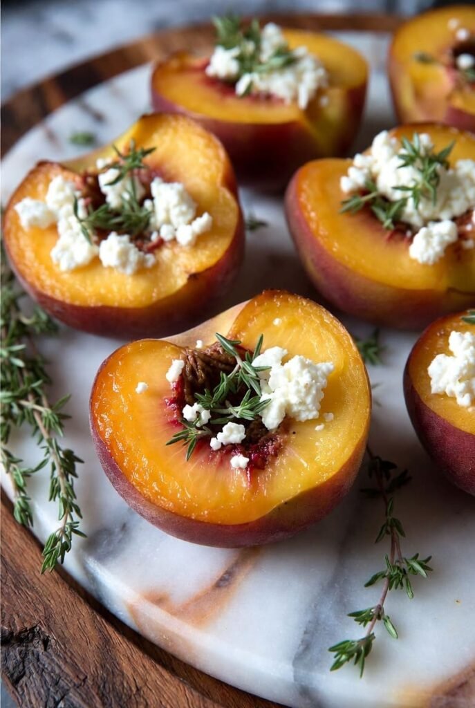 Savory Goat Cheese and Thyme Baked Peaches