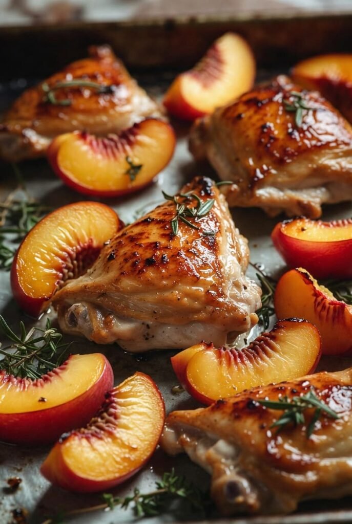 Sheet Pan Nectarines and Chicken