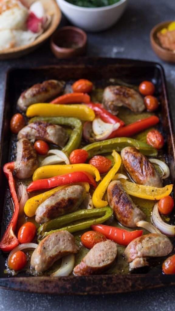 Sheet Pan Sausage and Peppers