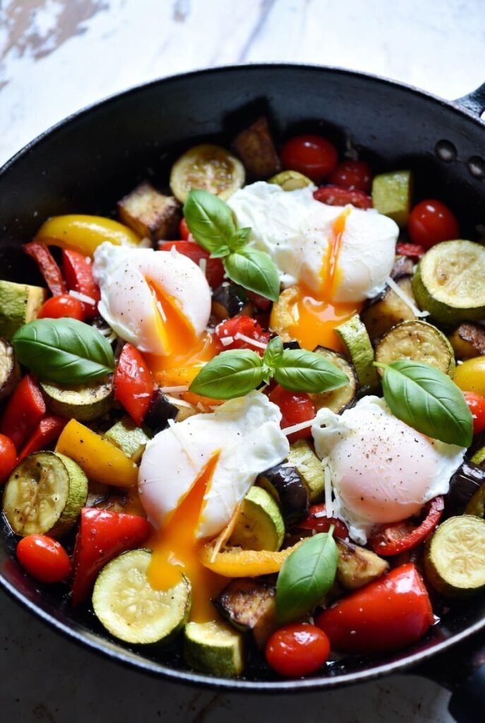 Skillet Ratatouille with Poached Eggs