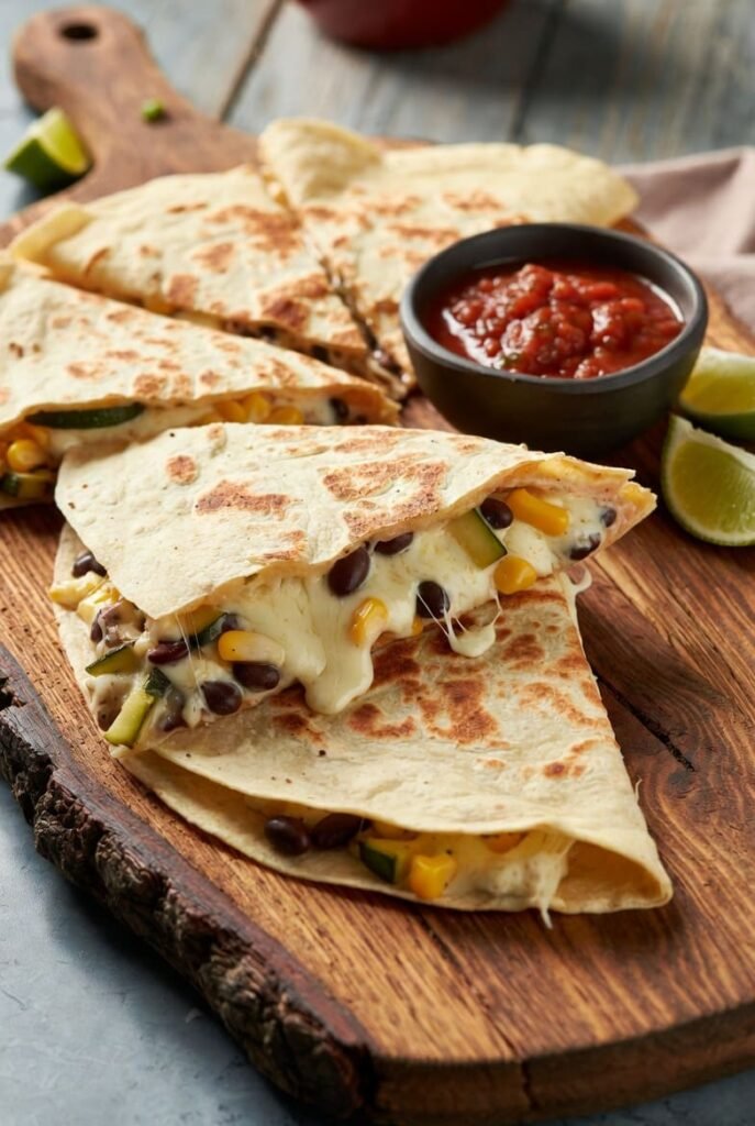 Veggie Loaded Quesadillas with Black Beans and Corn