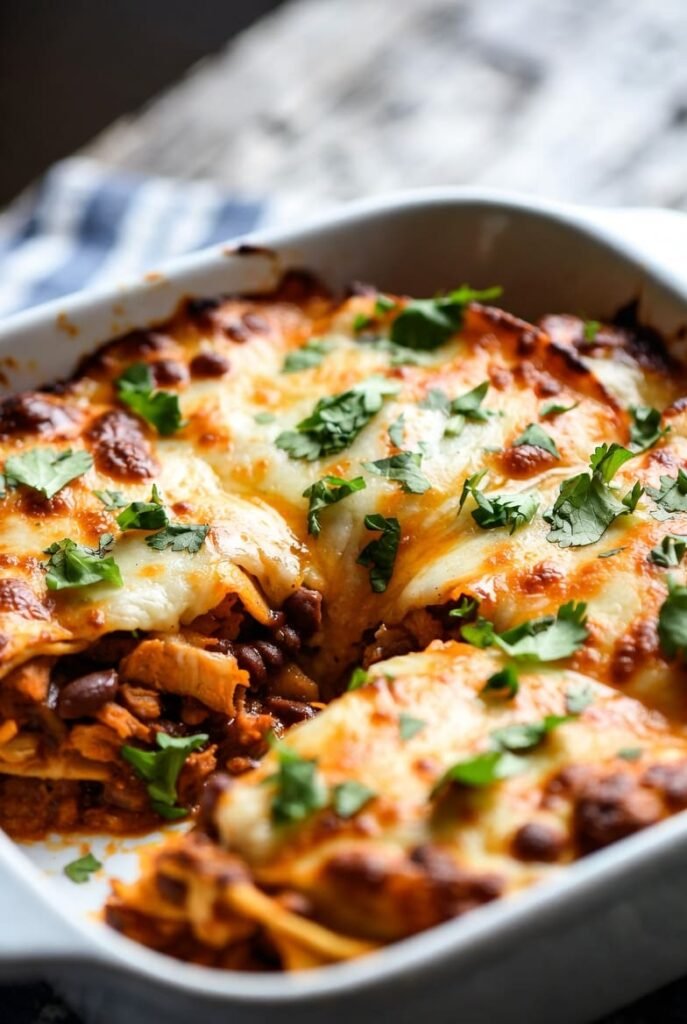 Cheesy Chicken Enchilada Casserole