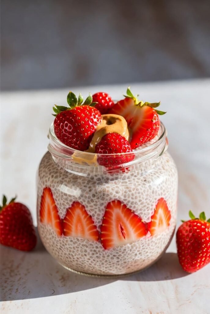 Chia Seed Pudding with Almond Butter Swirl