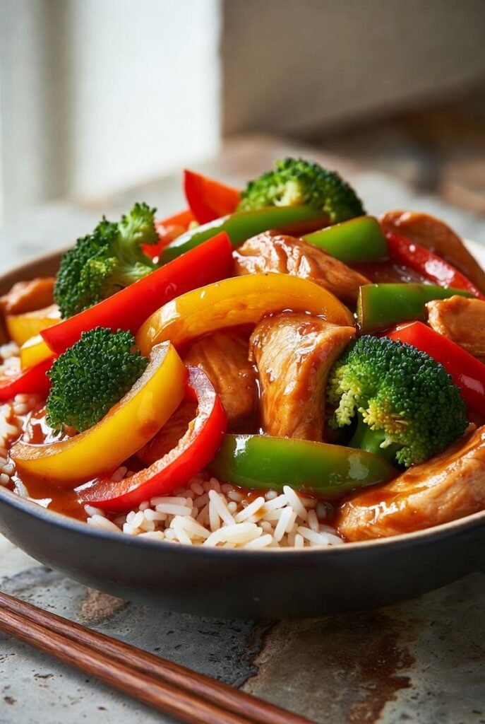 Chicken Stir Fry with Veggies and Rice
