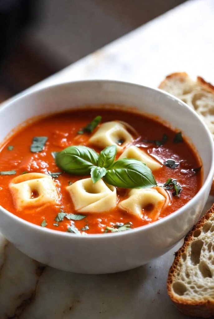 Creamy Tomato Basil Tortellini Soup