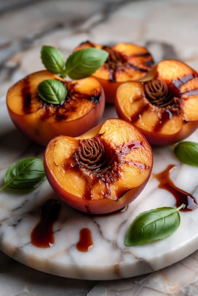 Grilled Fresh Peaches with Balsamic Glaze