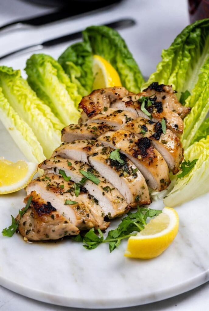 Grilled Lemon Herb Chicken Caesar Salad