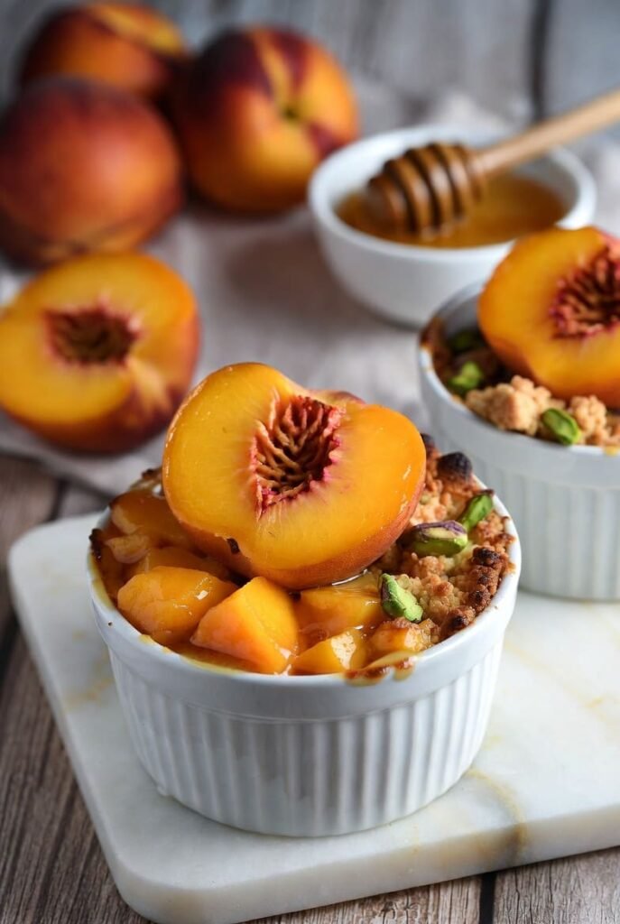 Individual Peach Crisps in Ramekins