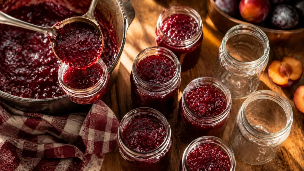 Jarring Homemade Plum Jam