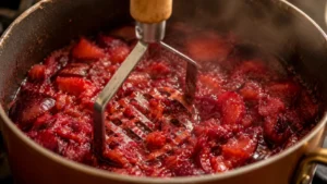 Mashing Softened Plums