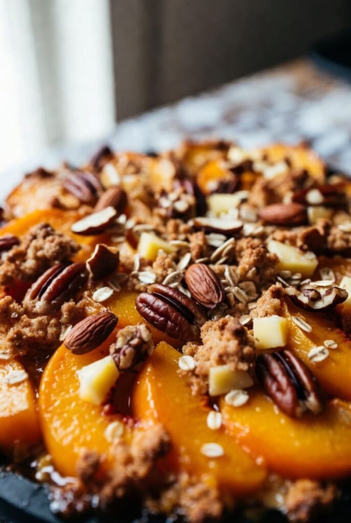 Peach Crisp with Streusel and Nuts