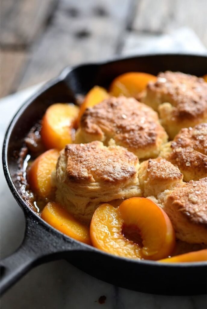 Skillet Fresh Peach Cobbler