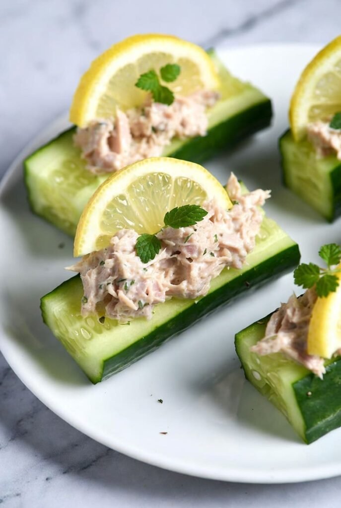 Tuna Salad Cucumber Boats