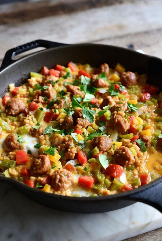 Turkey Sausage Veggie Scramble