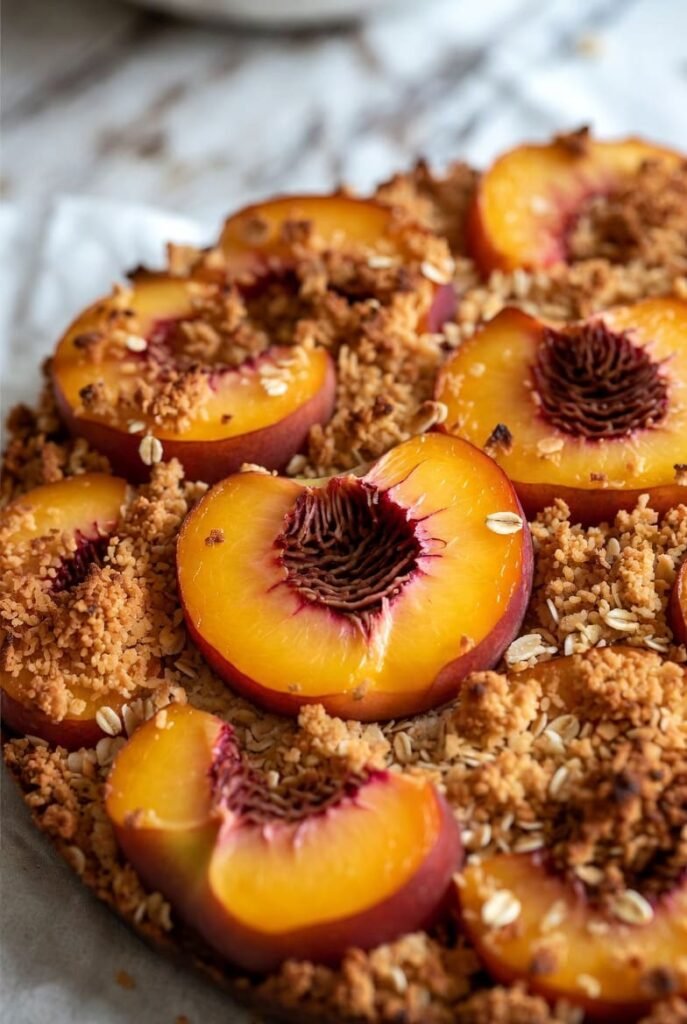 Vegan Peach Crisp with Fresh Peaches