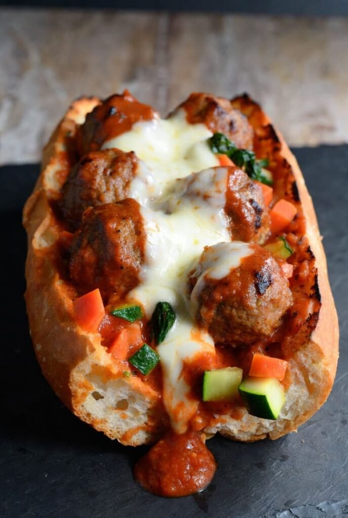 Veggie-Packed Turkey Meatball Subs