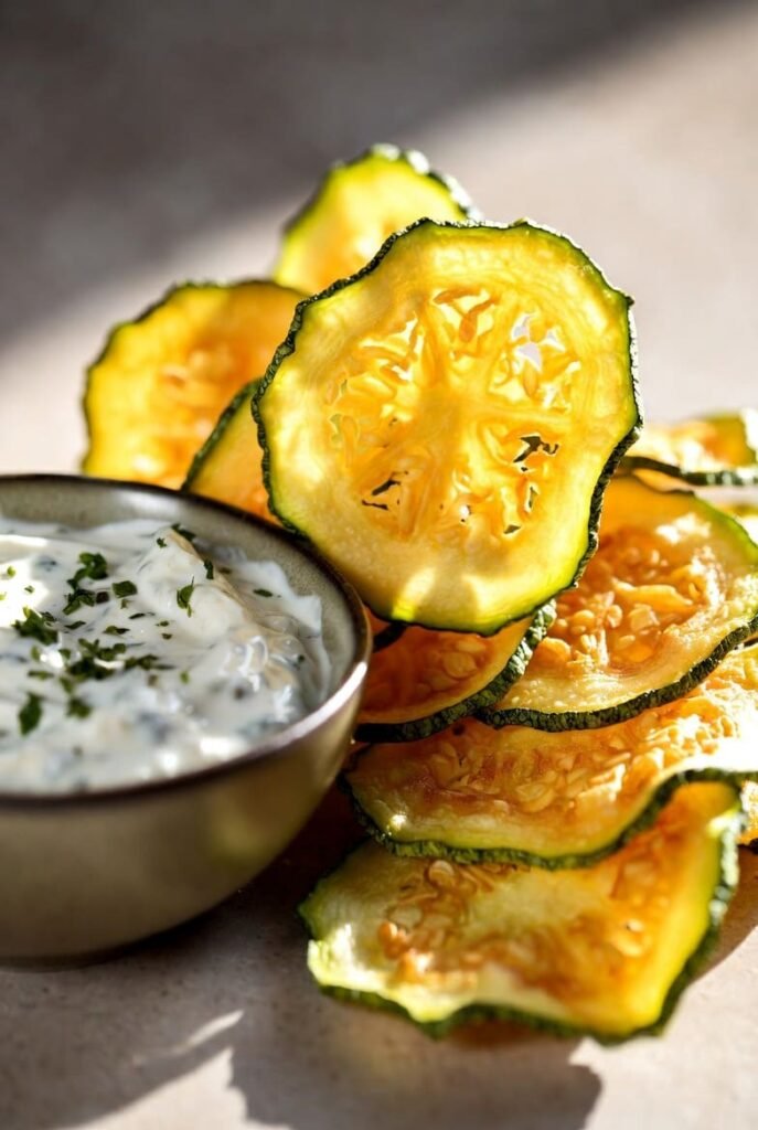 Zucchini Chips with Yogurt Dip