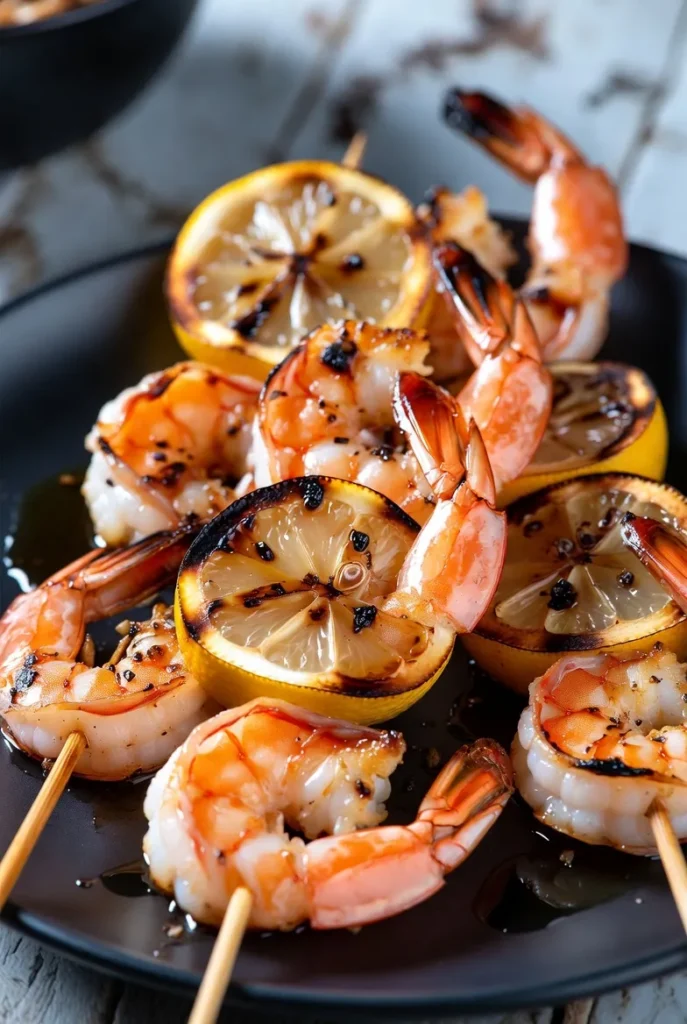 Lemon Garlic Shrimp Skewers