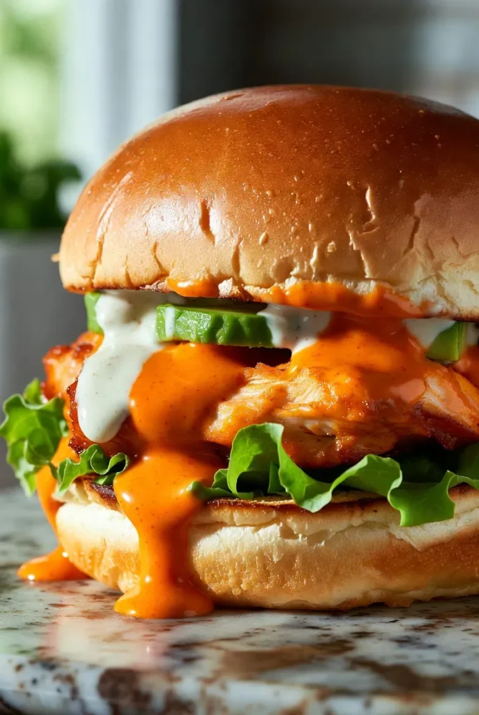 Crispy Buffalo Chicken Knuckle Sandwich