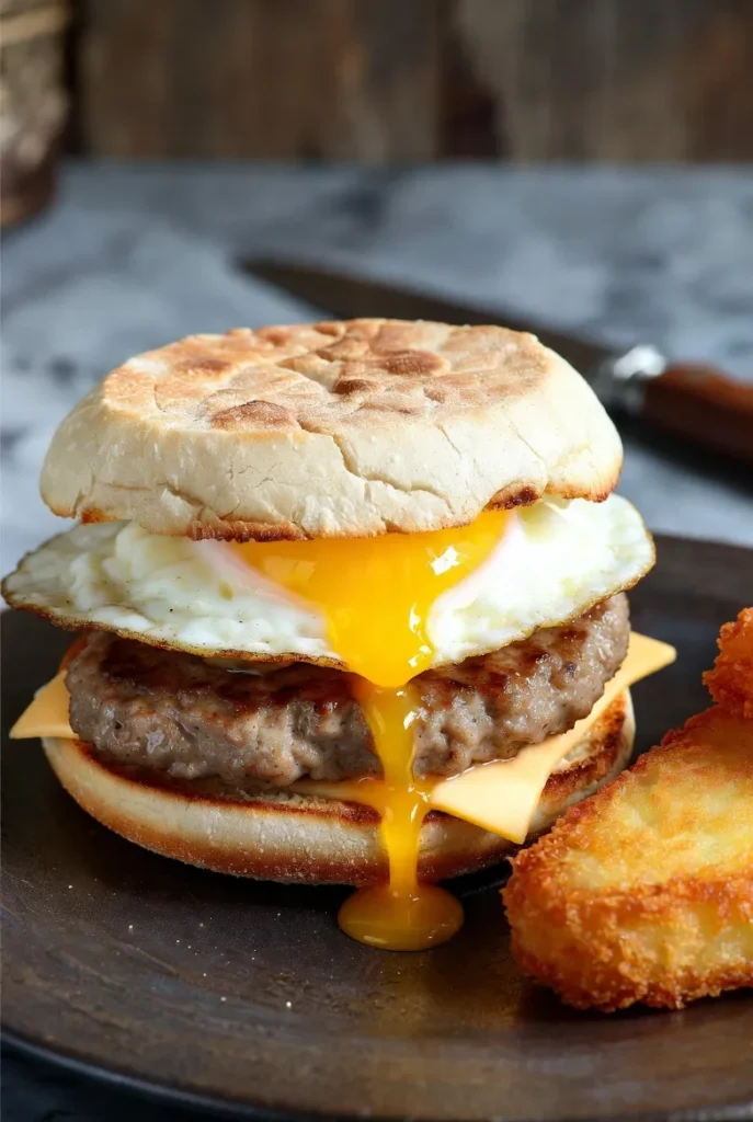  Breakfast Sausage and Egg Knuckle Sandwich